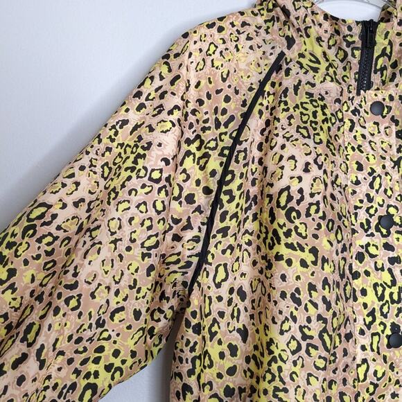 Elodie Tan Leopard Print Windbreaker Jacket Hooded Pockets Full Zip Size M - Picture 5 of 11